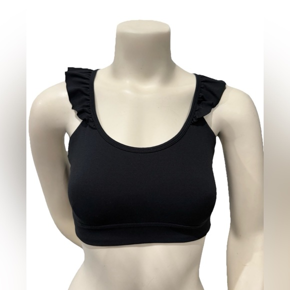 CORE 10 Womens Medium Black Ruffle Back Sports Bra Athleisure Activewear - Picture 2 of 9